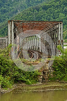 Abandoned old metal bridge