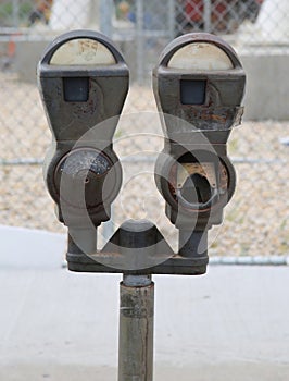 Abandoned old parking meters in New York