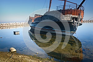 Abandoned old pirate ship