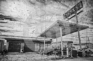 Abandoned Old Route 66 Gas Station and Garage