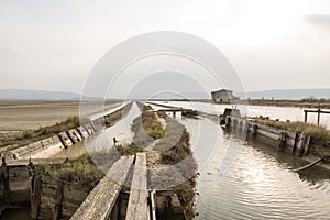 Abandoned old saltpan house at Secovlje Saltpans Natural Park