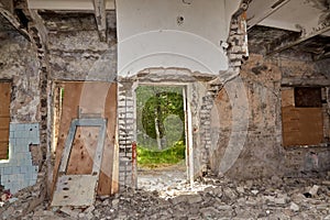 abandoned old soviet union city Irbene, ruined houses