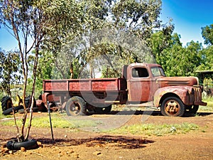 Abandoned old truck in the Australian outback.