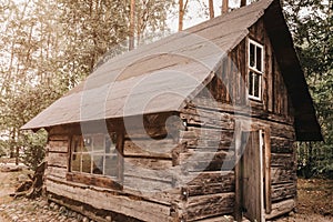 Abandoned old wooden house Cabin in the woods