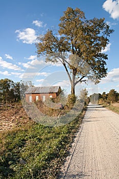 Abandoned one-room schoolhouse in Indiana vertical