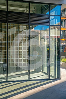 Abandoned out of business with glass walls in downtown Tucson, Arizona