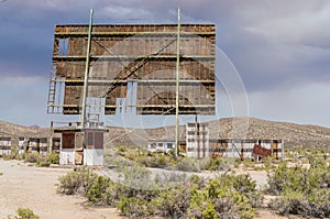 Abandoned outdoor drive-in theater screen