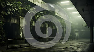 Abandoned Parking Garage In Enshrouded Rainforest photo