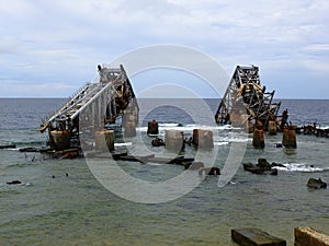 Abandoned phosphate loading station in Nauru- 3rd smallest country in the world, South Pacific photo