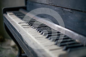 Abandoned piano in Pripyat in Chernobyl