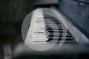 Abandoned piano in Pripyat in Chernobyl