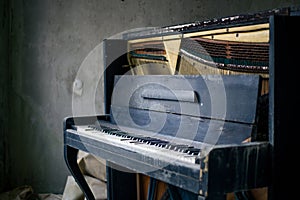 Abandoned piano in Pripyat in Chernobyl