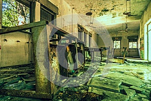 Abandoned place destroyed table rust