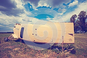 Abandoned plane on a overgrown aerodrome