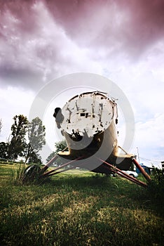 Abandoned plane on a overgrown aerodrome