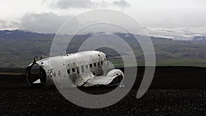 Abandoned plane wreck DC3, Solheimasandur beach, Iceland photo