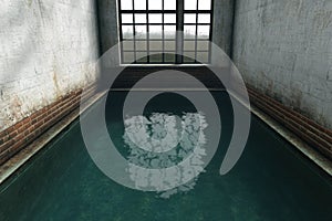 Abandoned Pool Interior: A Reflection of Decay in an Old Building