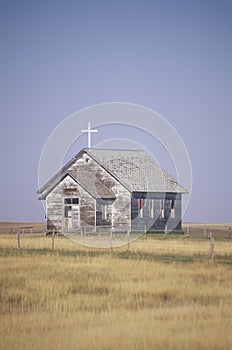 Abandoned prairie church in Wyoming