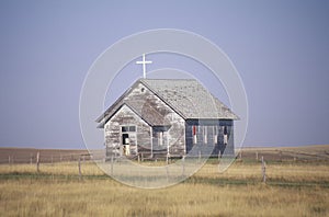 Abandoned prairie church in Wyoming