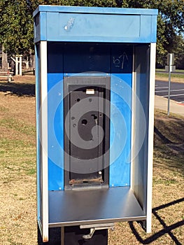 Abandoned public telephone booth