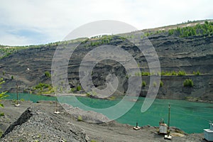 Abandoned quarry for coal mining in the Kemerovo region