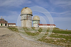 Abandoned radar station with domes in Serra da Estrela