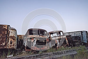 Abandoned radioactive technik that participated in the liquidation of the accident