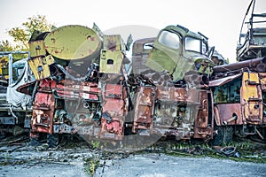 Abandoned radioactive technik that participated in the liquidation of the accident