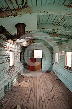 Abandoned Railroad Caboose Interior Western Ghost Town