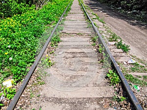 Abandoned railroad tracks