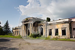 Abandoned railway station in Tquarchal Tkvarcheli, Abkhazia, Georgia