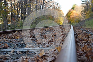 Abandoned railway track in fall