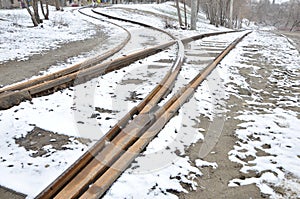 Abandoned railway track fork
