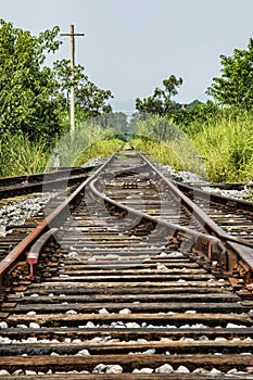 Abandoned railway tracks in the countryside, Guilin, Guangxi Pr