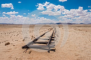 Abandoned railway tracks in the desert, Namibia, Africa