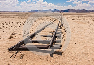 Abandoned railway tracks in the desert, Namibia