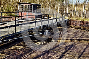 Abandoned railway turntable of a former freight station from the late 19th century in Berlin