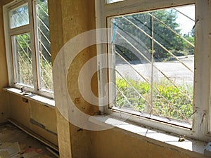 Abandoned residential buildings in village of Orbita near the Ch