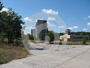 Abandoned residential buildings in village of Orbita near the Ch