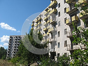 Abandoned residential buildings in village of Orbita near the Ch