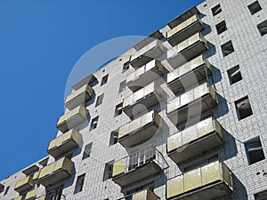 Abandoned residential buildings in village of Orbita near the Ch