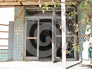 Abandoned residential buildings in village of Orbita near the Ch