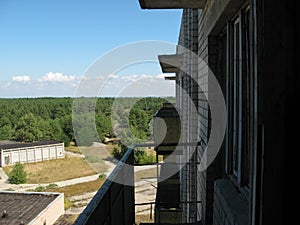 Abandoned residential buildings in village of Orbita near the Ch