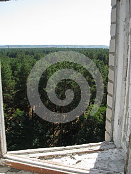 Abandoned residential buildings in village of Orbita near the Ch