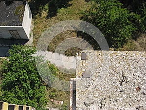 Abandoned residential buildings in village of Orbita near the Ch