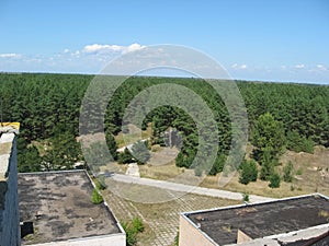 Abandoned residential buildings in village of Orbita near the Ch