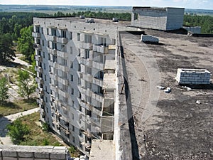 Abandoned residential buildings in village of Orbita near the Ch