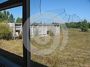 Abandoned residential buildings in village of Orbita near the Chyhyryn Nuclear Power Plant. Abandoned and destroyed