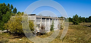 Abandoned residential buildings in village of Orbita near the Chyhyryn Nuclear Power Plant. Abandoned and destroyed