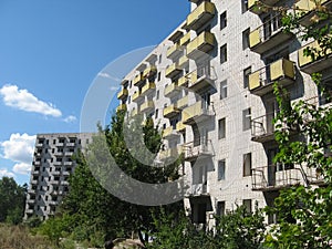 Abandoned residential buildings in village of Orbita near the Chyhyryn Nuclear Power Plant. Abandoned and destroyed